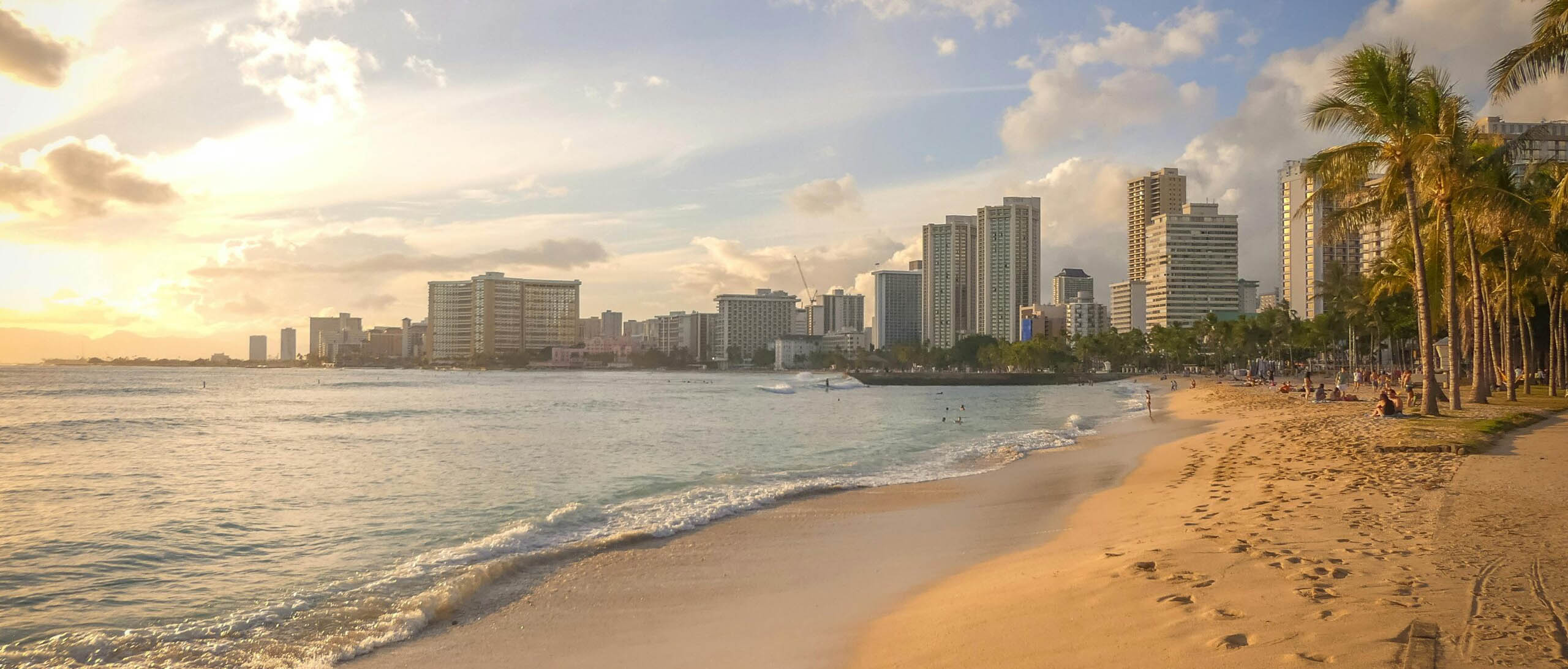 Coastal city skyline and beach representing relocation and moving destination services