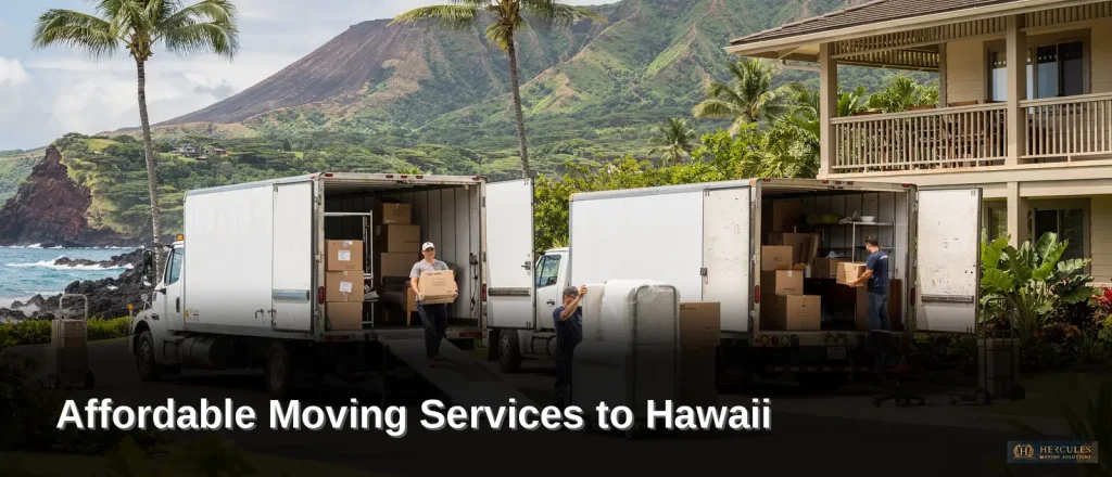 Movers loading trucks for affordable long-distance moving services to Hawaii