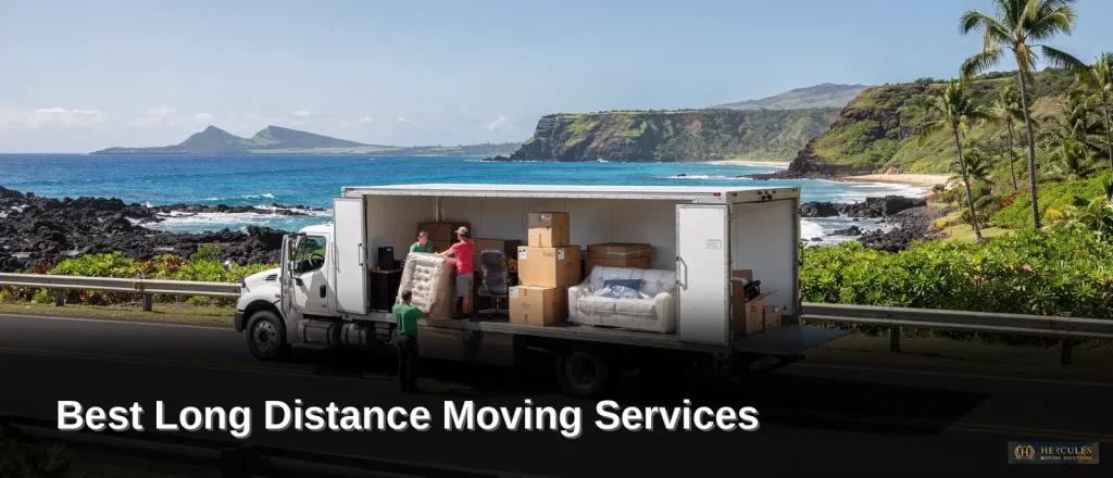 Movers loading furniture and boxes into a truck for long-distance moving services in Hawaii