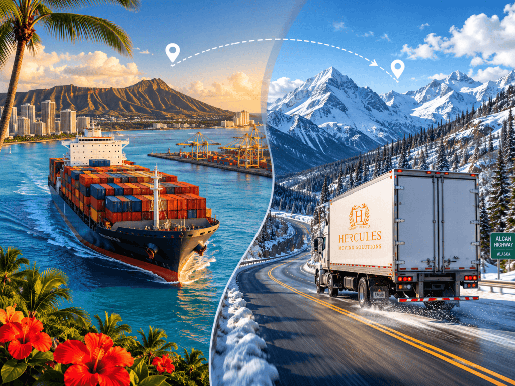 Hawaii to Alaska long-distance move by cargo ship and moving truck