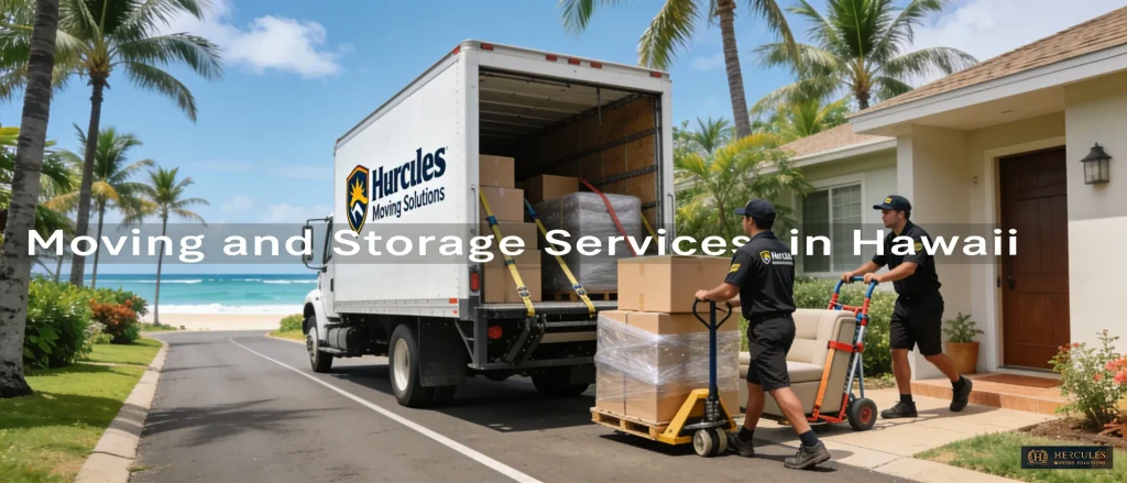 Movers loading furniture for moving and storage services in Hawaii
