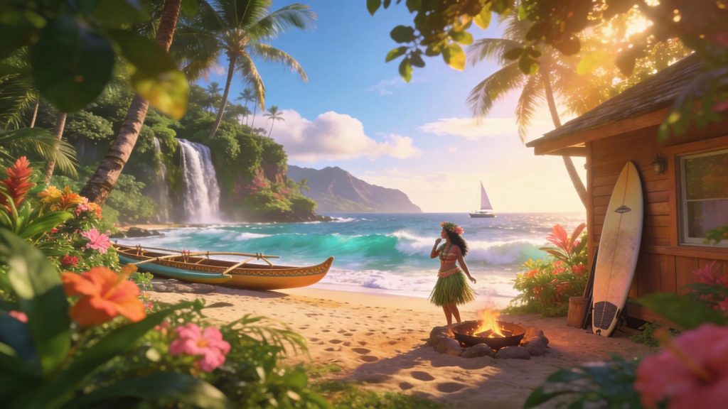 Tropical Hawaii beach and coastal home representing relocation and moving to Hawaii