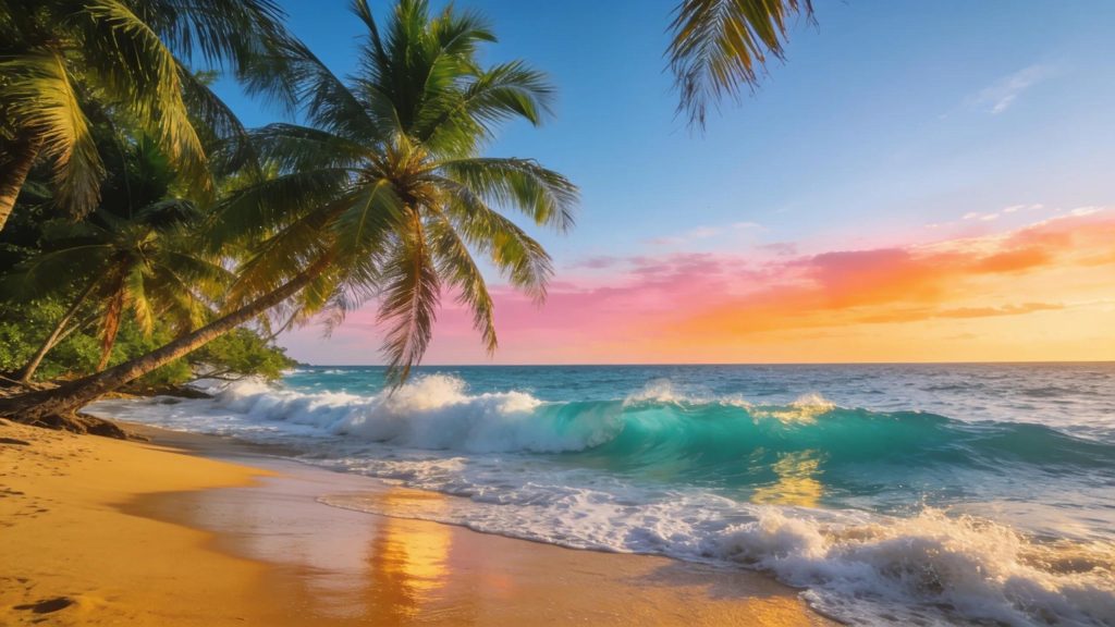 Tropical Hawaii beach at sunset representing a long-distance relocation destination